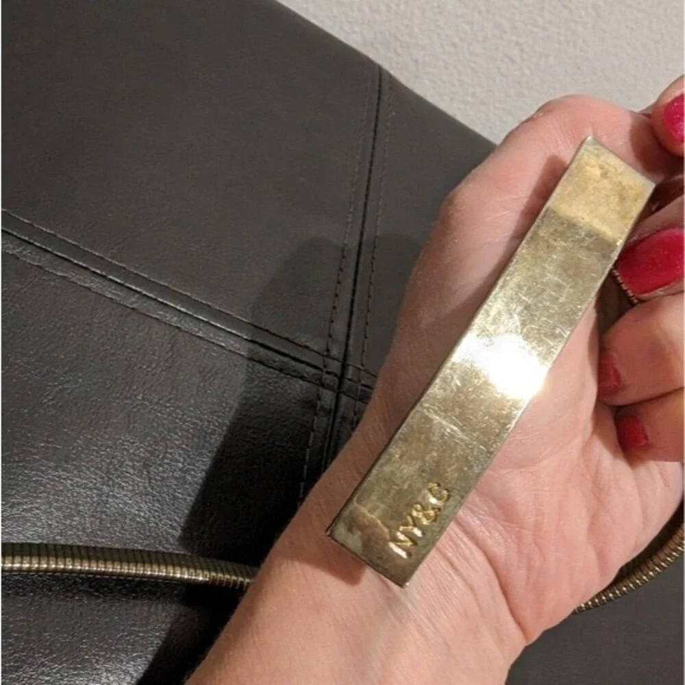 New York & Co Vintage Belt Gold Tone Thin Metal Rope Stretchy Snake Belt